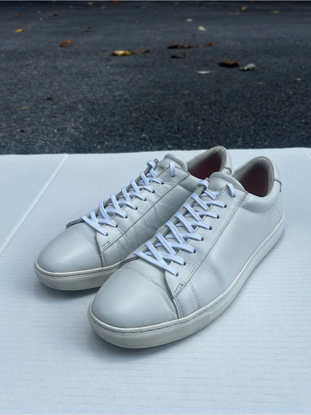 Oliver Cabell White Leather Low-Top Sneakers for Men